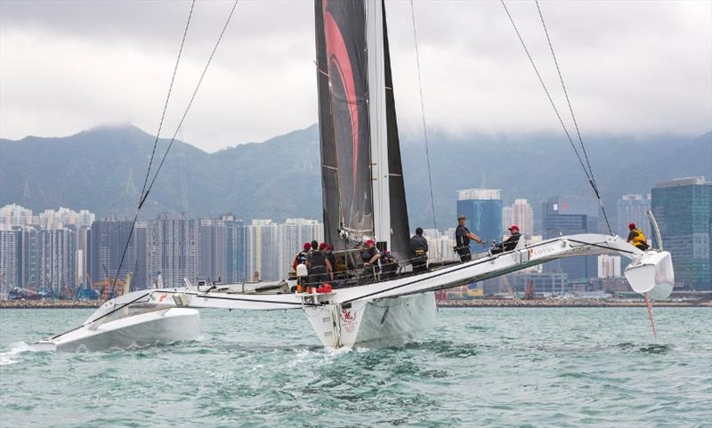 MOD Beau Geste at start photo copyright RHKYC / Guy Nowell taken at Royal Hong Kong Yacht Club and featuring the MOD70 class