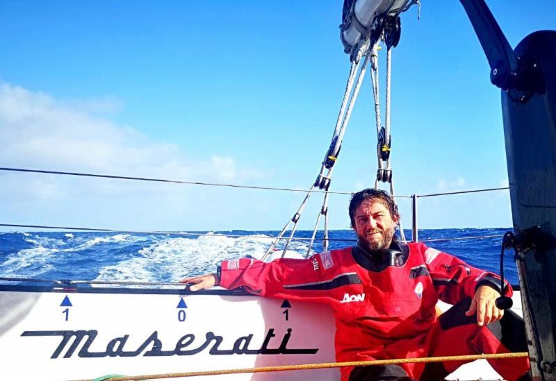 Happy and determined on Giovanni Soldini's Multi 70 Maserati, with 1,000 miles to run - Day 6 - RORC Transatlantic Race - photo © Soldini / Maserati