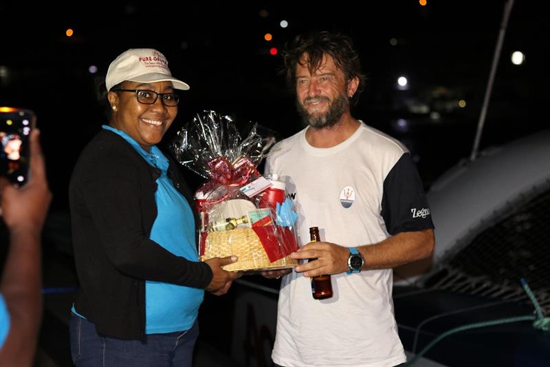 Giovanni Soldini and Maserati Multi 70 crew receives a warm welcome from the Grenada Tourism Authority - photo © RORC / Andrew Richards