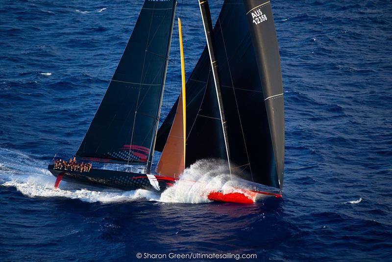 Comanchefinal approach through the Molokai Channel during sunset. - Transpac 50 photo copyright Sharon Green / Ultimate Sailing taken at Transpacific Yacht Club and featuring the MOD70 class