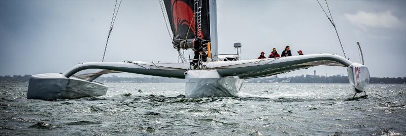 MOD70 Beau Geste at the start of the Bris to Gladstone Race photo copyright Jules VidPicPro taken at Royal Queensland Yacht Squadron and featuring the MOD70 class