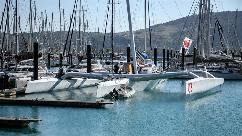 The canting rig is apparent - Beau Geste - Day 5 - Hamilton Island Race Week, August 23, 2019 photo copyright Richard Gladwell taken at Hamilton Island Yacht Club and featuring the MOD70 class
