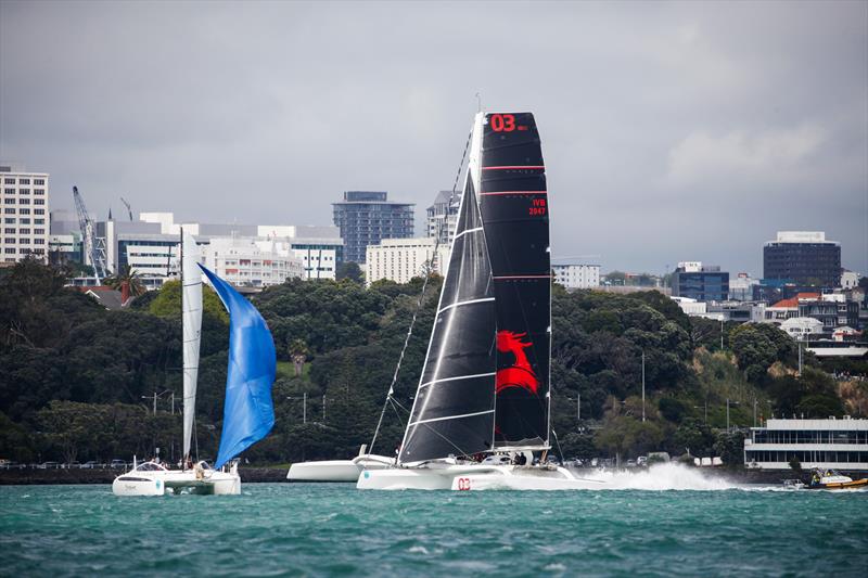 The MOD70, Beau Geste (black sails) is expected to take line honours given the forecast for Friday's PIC Coastal Classic Race. - photo © PIC Coastal Classic