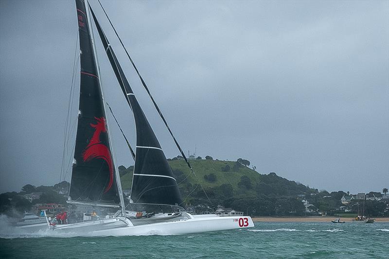 Beau Geste (Pat Kong) (Hong Kong) - PIC Coastal Classic - Start - Waitemata Harbour - October 25, 2019 photo copyright Richard Gladwell, Sail-World.com / nz taken at New Zealand Multihull Yacht Club and featuring the MOD70 class