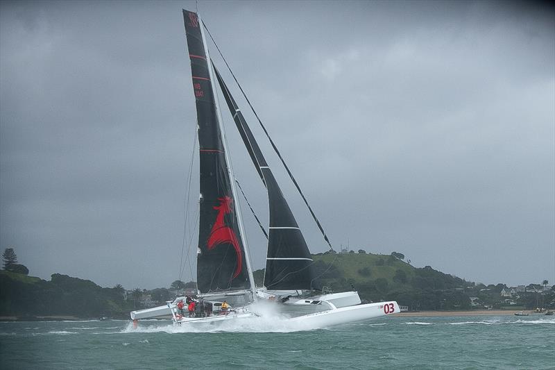 Beau Geste (Pat Kong) (Hong Kong) - PIC Coastal Classic - Start - Waitemata Harbour - October 25, . She took almost 13 minutes off the race record photo copyright Richard Gladwell, Sail-World.com / nz taken at New Zealand Multihull Yacht Club and featuring the MOD70 class