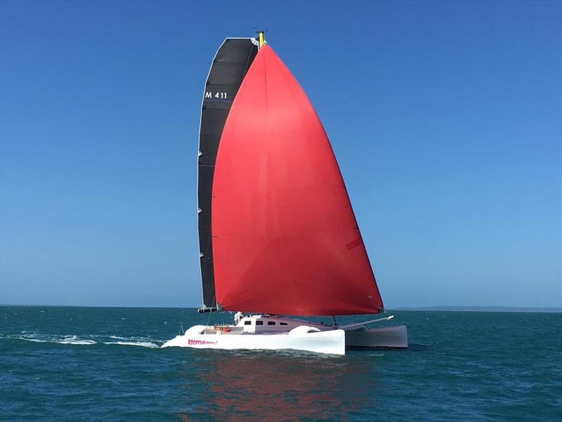 Rogntudjuuu recently practicing in Moreton Bay - Brisbane to Gladstone Multihull Yacht Race photo copyright Geoff Cruse taken at Multihull Yacht Club Queensland and featuring the MOD70 class