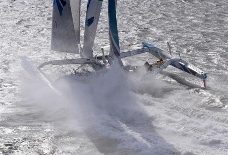 Oman Sail-Musandam, skippered by Sidney Gavignet holds the outright race record of 3 days, 3 hours 32 minutes, 36 seconds (elapsed) photo copyright Rick Tomlinson / www.rick-tomlinson.com taken at Royal Ocean Racing Club and featuring the MOD70 class