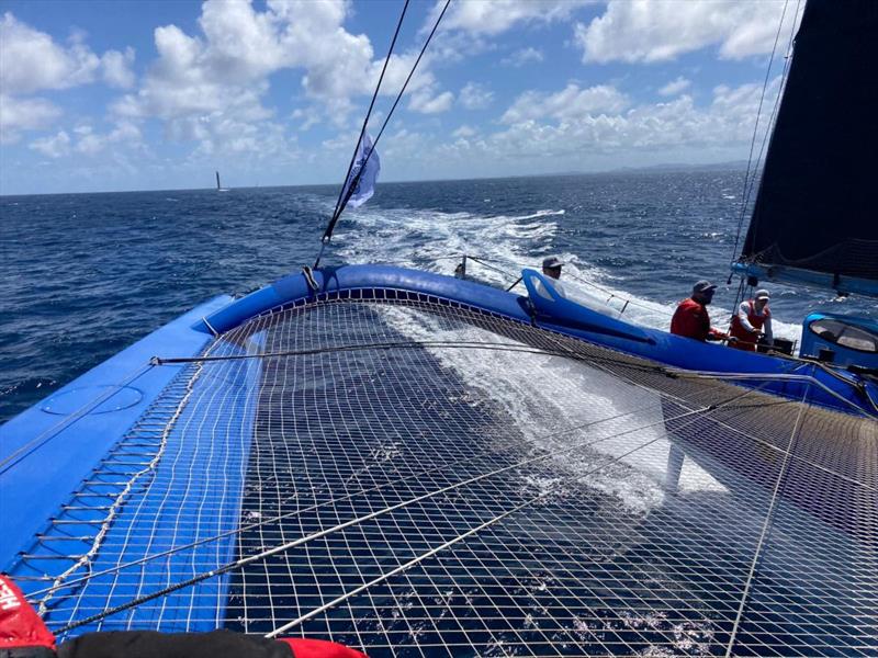 Onboard Team PowerPlay during the 13th RORC Caribbean 600 photo copyright Team PowerPlay / Paul Larsen taken at Antigua Yacht Club and featuring the MOD70 class