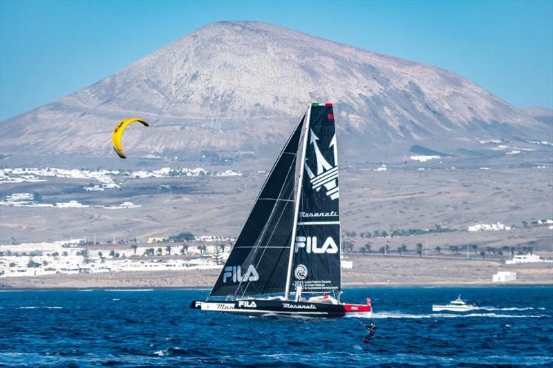 Giovanni Soldini's Multi 70 Maserati took Multihull Line Honours after a close-fought battle across the Atlantic - photo © Lanzarote Photo Sport