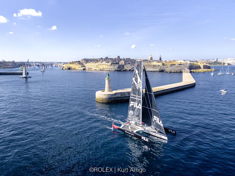 Maserati Multi 70 starts the 2022 Rolex Middle Sea Race photo copyright Kurt Arrigo / Rolex taken at Royal Malta Yacht Club and featuring the MOD70 class