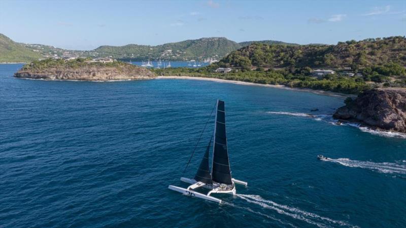 After crossing the line, Argo heads to the dock to celebrate their line honours and race record victory - 2026 RORC Transatlantic Race - photo © @roddyacqua