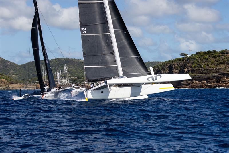 Sophia ducks an accelerating Argo at the start of the Antigua 360 on Friday - photo © Arthur Daniel / RORC