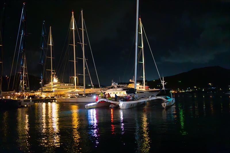 MOD70 Argo heads to the dock in Falmouth Harbour after finishing the 600NM race - photo © Arthur Daniel / RORC