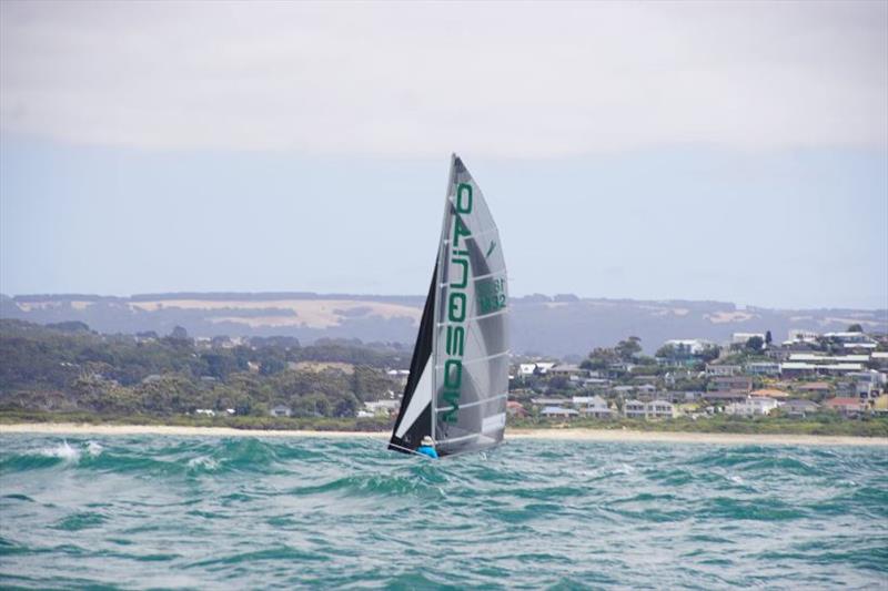 The swell made hulls disappear, a new experience for Youth Champion Jaime Zizman - 49th Mosquito Catamaran Australian Championships at Victor Harbor Yacht Club photo copyright Victor Harbor YC taken at Victor Harbor Yacht Club and featuring the Mosquito class