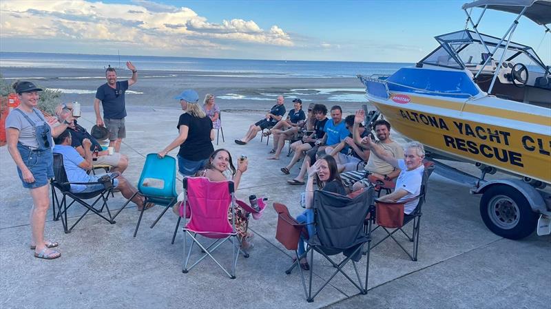 Socialising is half the fun - Mosquito Catamaran Victorian State Titles 2022 photo copyright Andrew Mitchell taken at Altona Yacht Club and featuring the Mosquito class