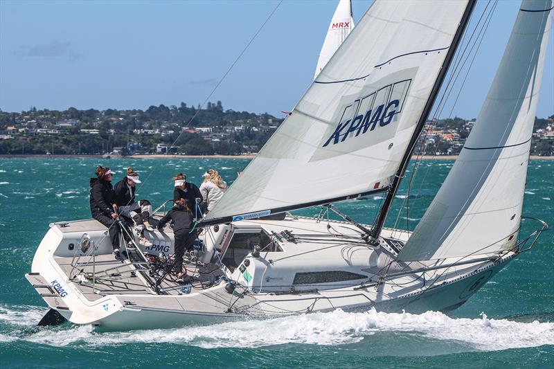 Megan Thomson sails upwind in strong breeze photo copyright Andrew Delves taken at Royal New Zealand Yacht Squadron and featuring the MRX class