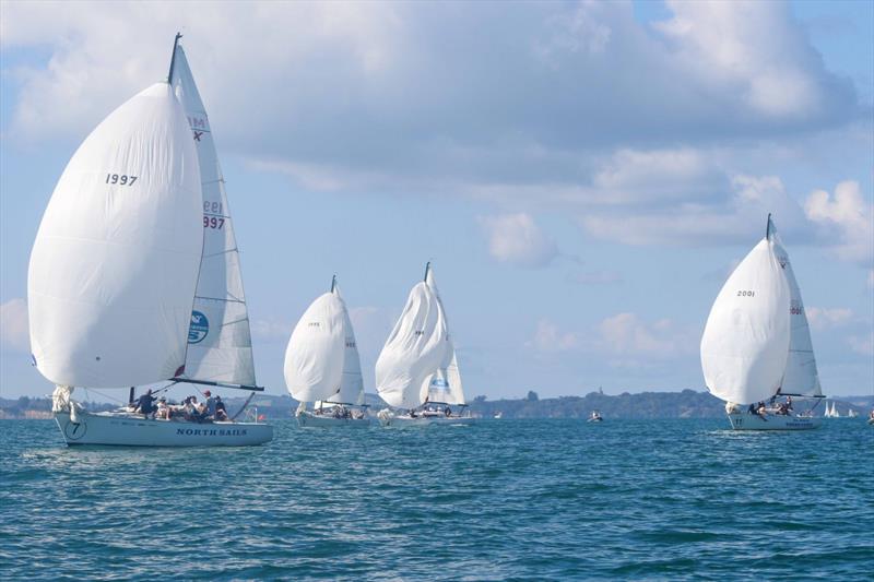 Thurston (1997) on the final leg ahead of Leslie Egnot, Matt Cole and Maria Ferrario -  Open Keelboat Championships - RNZYS -  May 2022 photo copyright William Woodworth/RNZYS taken at Royal New Zealand Yacht Squadron and featuring the MRX class