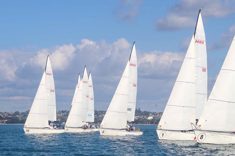 Tight battle off the start line for Race 3 -  Open Keelboat Championships - RNZYS -  May 2022 photo copyright William Woodworth/RNZYS taken at Royal New Zealand Yacht Squadron and featuring the MRX class