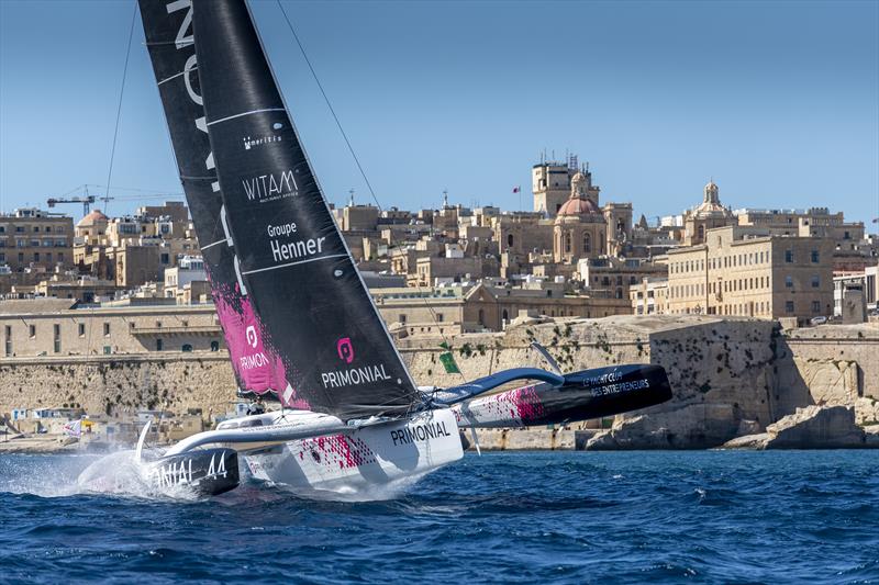 Primonial, Multi 50 FRA 44, starts the 2020 Rolex Middle Sea Race photo copyright Rolex / Kurt Arrigo taken at Royal Malta Yacht Club and featuring the Multi 50 class