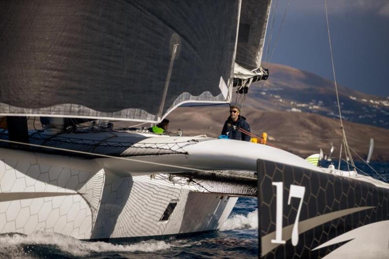 Oren Nataf's Multi50 Trimaran Rayon Vert, skippered by Alex Pella is halfway and leading the fleet in the RORC Caribbean 600 photo copyright James Mitchell / RORC taken at Royal Ocean Racing Club and featuring the Multi 50 class