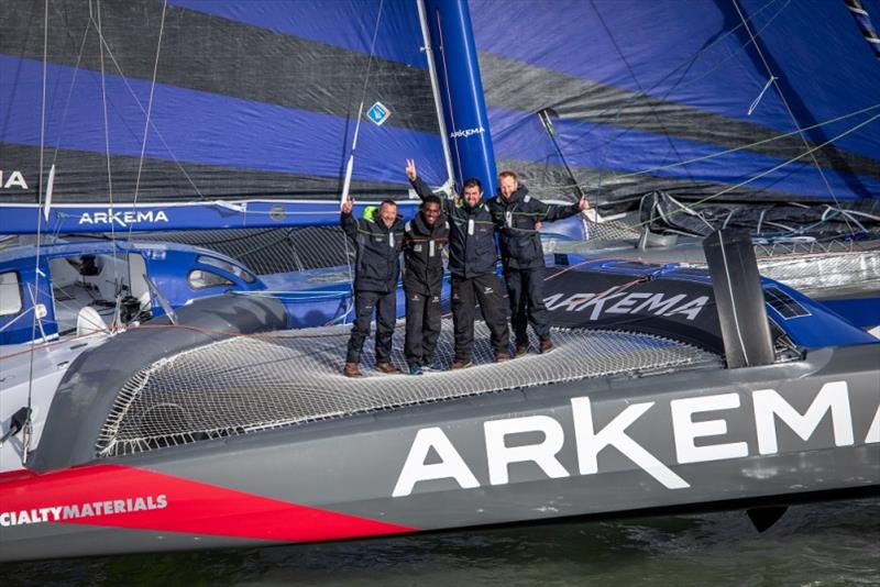 The Arkema 4 crew photo copyright Vincent Olivaud / Arkema Sailing taken at  and featuring the Multi 50 class