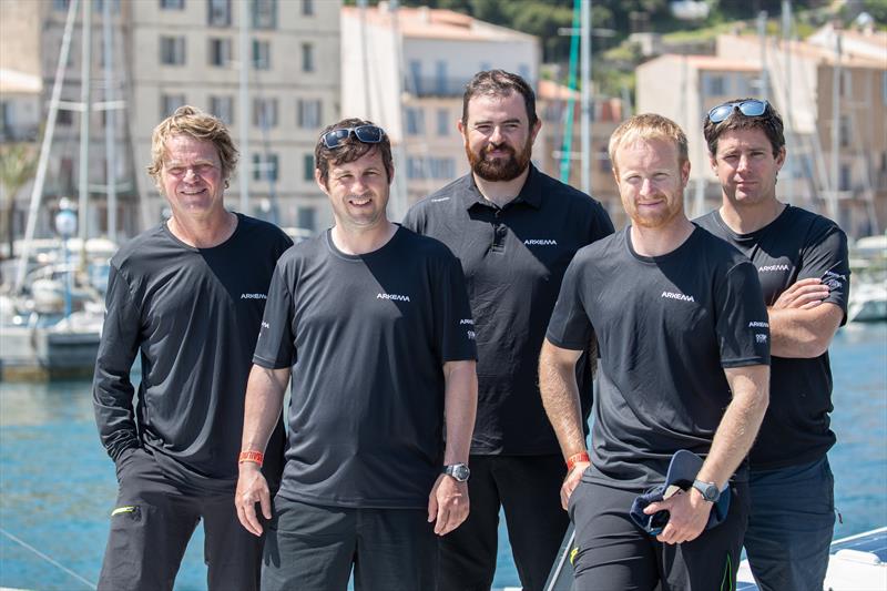 From left to right : Alex Pella, Pierre-Antoine Morvan, Raphael Lutard, Quentin Vlamynck et Antoine Gautier. Arkema's crew on the 1st épisode of the Pro Sailing Tour. - photo © Vincent Olivaud / Arkema Sport