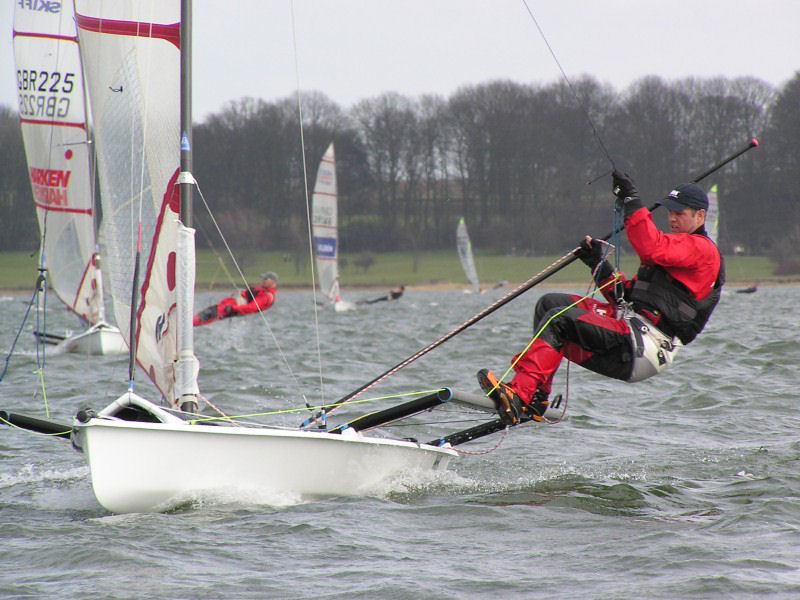 Action from the Musto Skiff open at Rutland photo copyright Martin Hollingshead taken at Rutland Sailing Club and featuring the Musto Skiff class