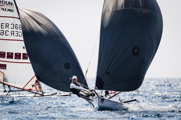 ACO 8th Musto Skiff Worlds day 4 photo copyright Bernardí Bibiloni / www.bernardibibiloni.com taken at Club Nàutic S'Arenal and featuring the Musto Skiff class