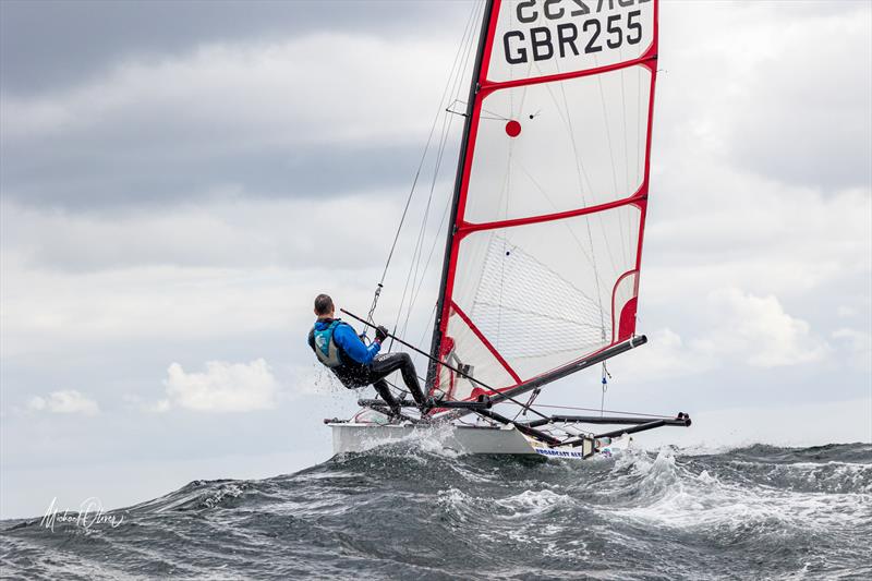 Andrew Scott over a big wave during the Noble Marine UK Musto Skiff National Championships at Sunderland - photo © Michael Oliver