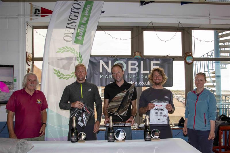 Podium winners in the Noble Marine UK Musto Skiff National Championships at Sunderland photo copyright Tim Olin / www.olinphoto.co.uk taken at Sunderland Yacht Club and featuring the Musto Skiff class