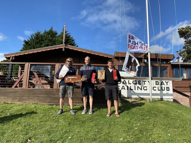 Podium (l-r) Andy Tarboton, Jono Shelley & Jamie Hilton in the Hyde Sails Scottish and Northern Skiff National Championships at Dalgety Bay photo copyright Peter Taylor taken at Dalgety Bay Sailing Club and featuring the Musto Skiff class