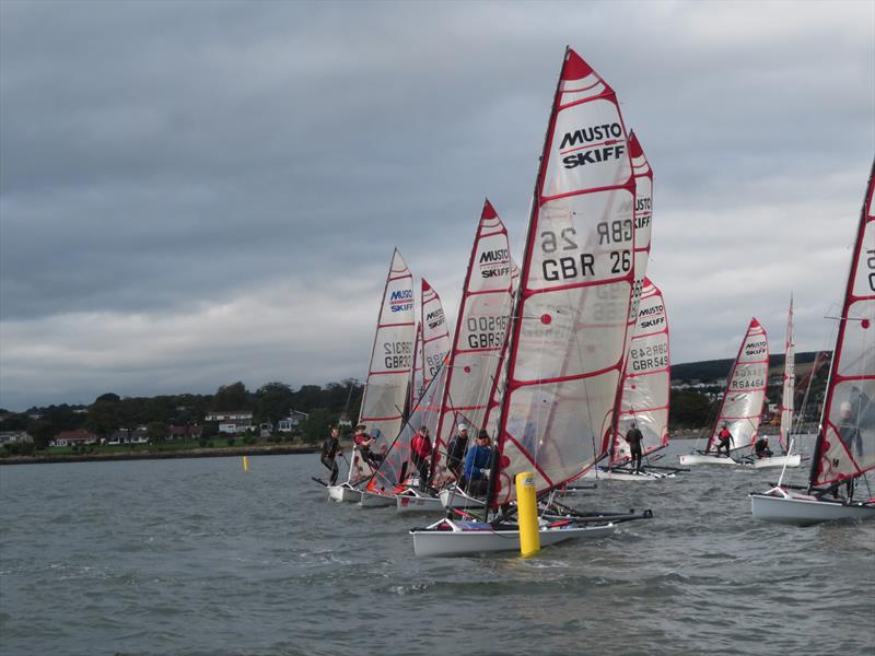 Andy Tarbton leading during the Hyde Sails Scottish and Northern Skiff National Championships at Dalgety Bay photo copyright Glenn Halstead taken at Dalgety Bay Sailing Club and featuring the Musto Skiff class