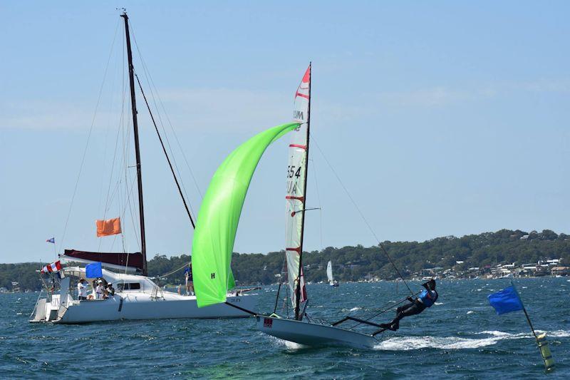 Spud Muffin at the Australian Musto Skiff National Championship 2019 photo copyright Phil Mayo taken at Wangi RSL Amateur Sailing Club and featuring the Musto Skiff class