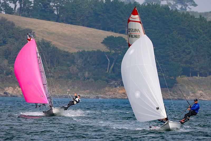 George Cousins racing - Turbo Asymmetric Open 2021 photo copyright Ian Symonds taken at Restronguet Sailing Club and featuring the Musto Skiff class