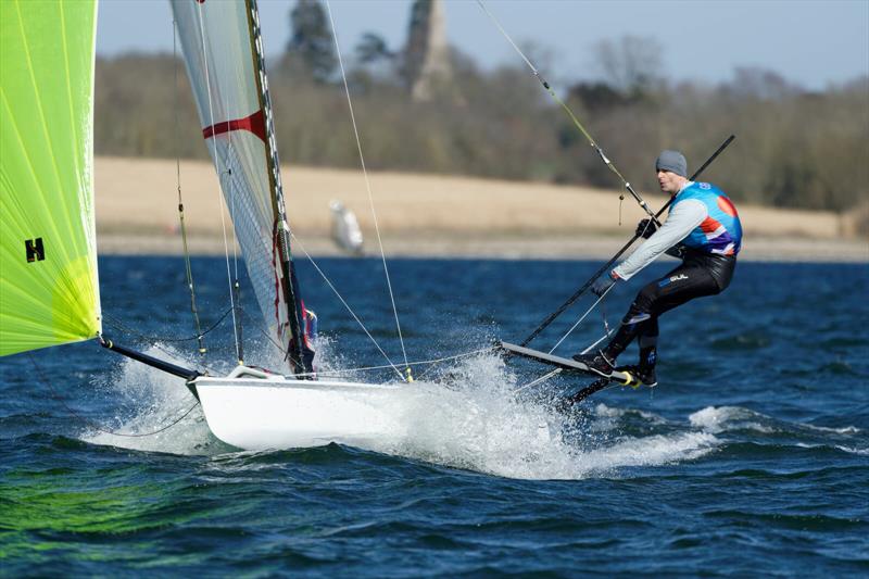 Dan Vincent in the Musto Skiffs during the Ovington Inlands at Grafham photo copyright Paul Sanwell / OPP taken at Grafham Water Sailing Club and featuring the Musto Skiff class