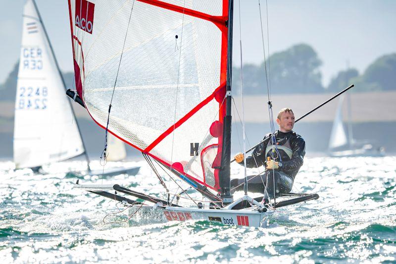 Germany's best Musto skipper, Iver Ahlmann, is a force to be reckoned with in light winds on the Kiel Fjord photo copyright Sascha Klahn taken at Kieler Yacht Club and featuring the Musto Skiff class