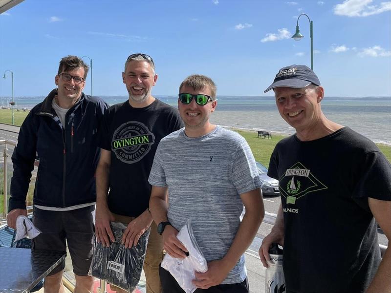 Lee-on-the-Solent Musto Skiff Open (l-r) Dan Vincent, Bruce Keen, Josh Belben, and Andrew Gould photo copyright Gary Taw taken at Lee-on-the-Solent Sailing Club and featuring the Musto Skiff class