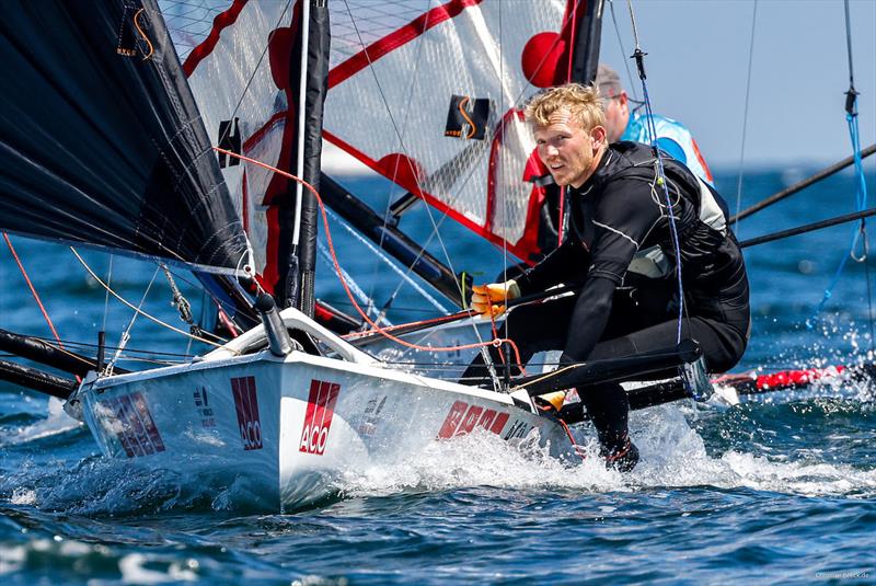 Dream conditions on course Kilo at the start of the 11th ACO Musto Skiff World Championship, but not necessarily his favorite ones. Iver Ahlmann landed as the best German initially only in the midfield at Kiel Week - photo © ChristianBeeck.de / Kieler Woche
