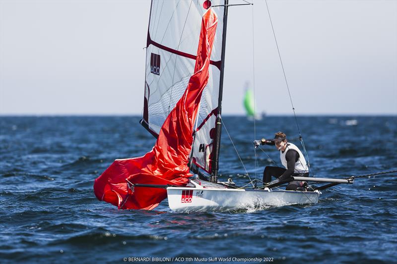 Rick Peacock on day 2 of the 11th ACO Musto Skiff World Championship at Kiel Week - photo © Bernardí Bibiloni / www.bernardibibiloni.com