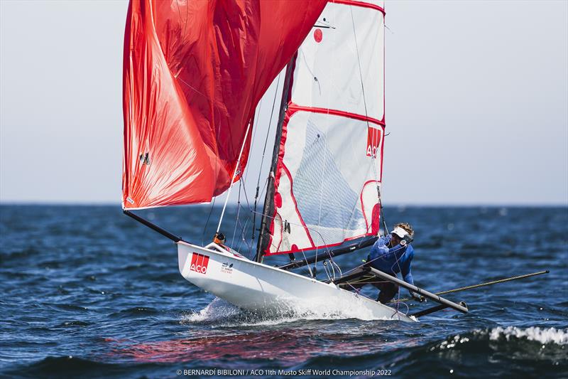 Andy Tarbton on day 2 of the 11th ACO Musto Skiff World Championship at Kiel Week - photo © Bernardí Bibiloni / www.bernardibibiloni.com