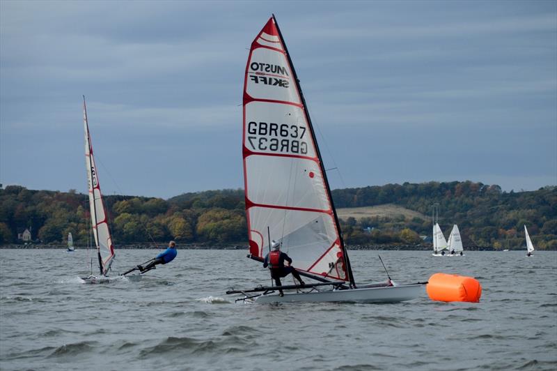 Jono Shelley and Mike Matthews during the Dalgety Bay SC Regatta photo copyright Ian Baillie taken at Dalgety Bay Sailing Club and featuring the Musto Skiff class