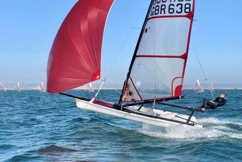 49er sailor Sam Jones in a Musto Skiff - Ovington Demo Weekend in Weymouth photo copyright Bill Maughan taken at Weymouth & Portland Sailing Academy and featuring the Musto Skiff class