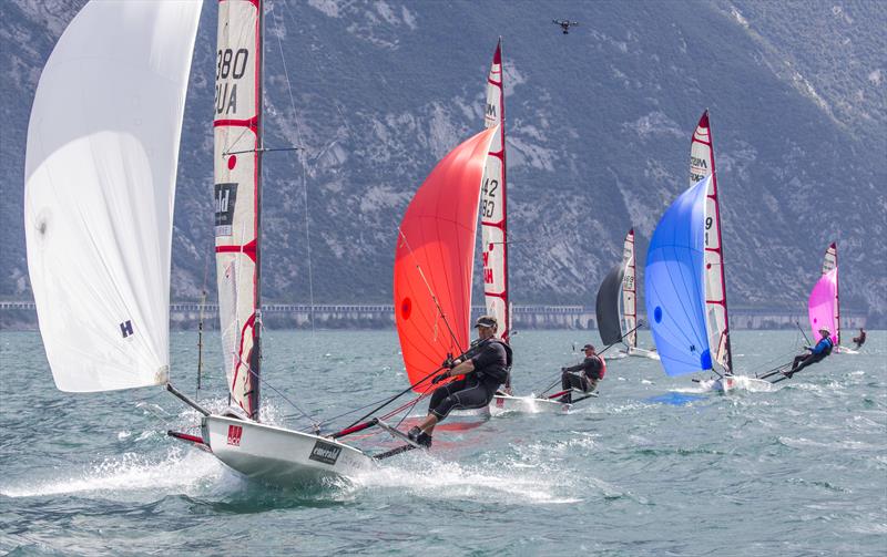 Richie Robertson at the 2015 Musto Skiff Worlds photo copyright Tim Olin / www.olinphoto.co.uk taken at Fraglia Vela Riva and featuring the Musto Skiff class