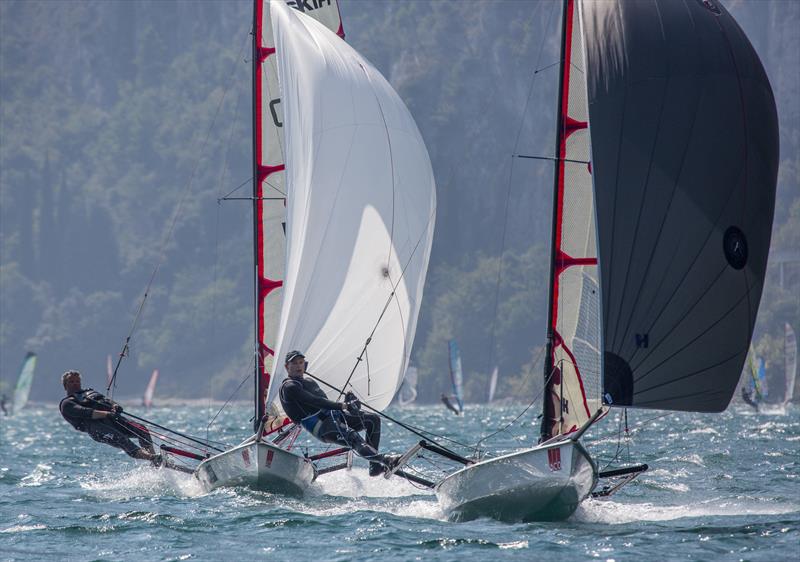 Musto Skiffs on Lake Garda photo copyright Tim Olin / www.olinphoto.co.uk taken at Fraglia Vela Riva and featuring the Musto Skiff class