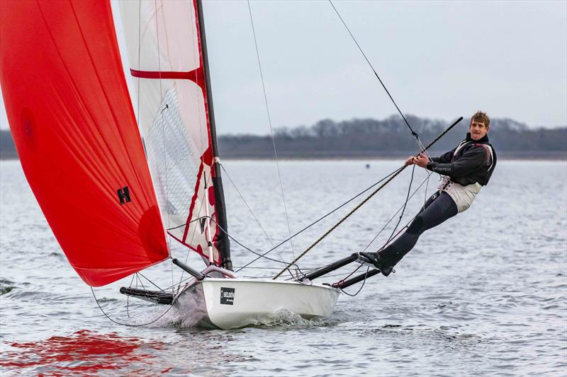 Sam Barker in the Musto Skiffs at the 2023 Ovington Inlands photo copyright Tim Olin / www.olinphoto.co.uk taken at Grafham Water Sailing Club and featuring the Musto Skiff class