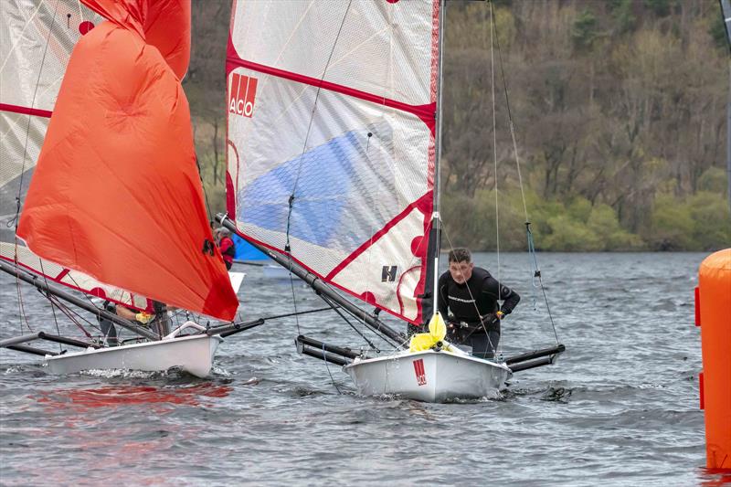 Jamie Hilton during the Musto Skiffs at the Ullswater Yacht Club Daffodil Regatta 2023 photo copyright Tim Olin / www.olinphoto.co.uk taken at Ullswater Yacht Club and featuring the Musto Skiff class