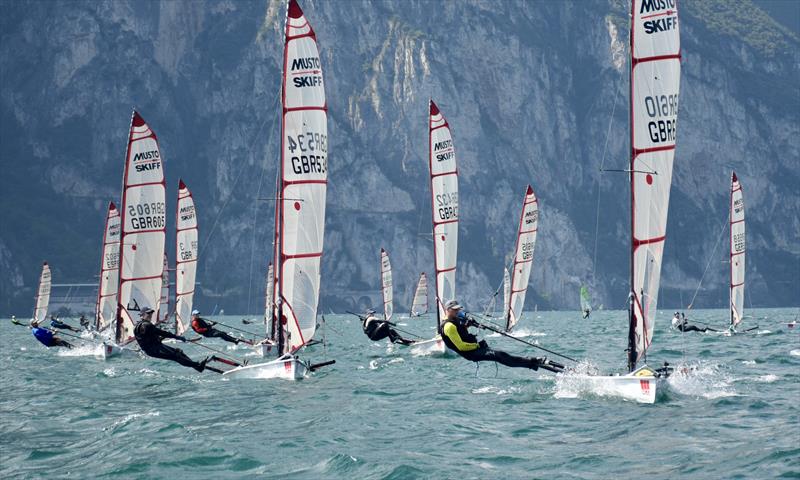 Pre-Worlds at Lake Garda for the ACO 12th Musto Skiff World Championships 2023 photo copyright Natalie Hilton taken at Circolo Vela Torbole and featuring the Musto Skiff class