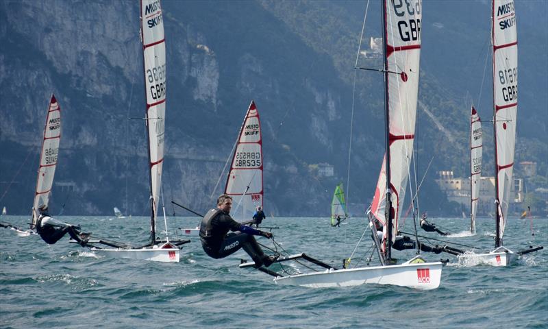 Pre-Worlds at Lake Garda for the ACO 12th Musto Skiff World Championships 2023 photo copyright Natalie Hilton taken at Circolo Vela Torbole and featuring the Musto Skiff class