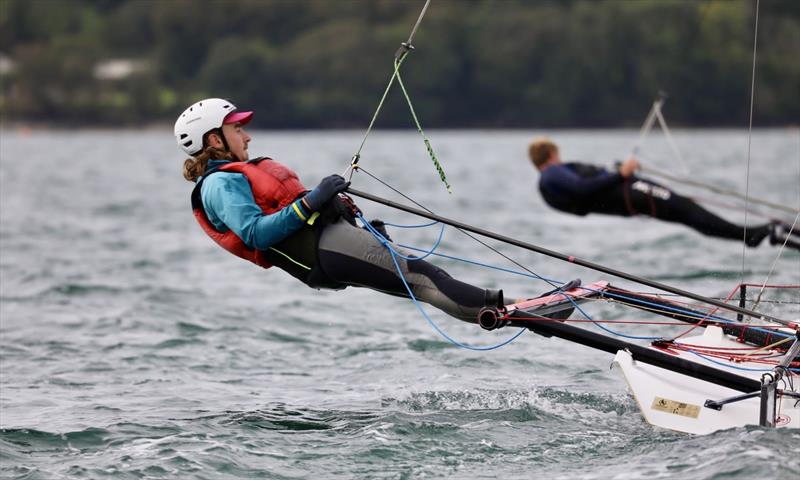 Ollie Bull during the 2023 Noble Marine UK Musto Skiff Nationals at Restronguet photo copyright Ian Symonds taken at Restronguet Sailing Club and featuring the Musto Skiff class