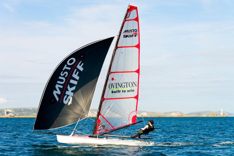 Ovington Boats launch the Musto Skiff X smaller mainsail photo copyright Ovington Boats taken at  and featuring the Musto Skiff class